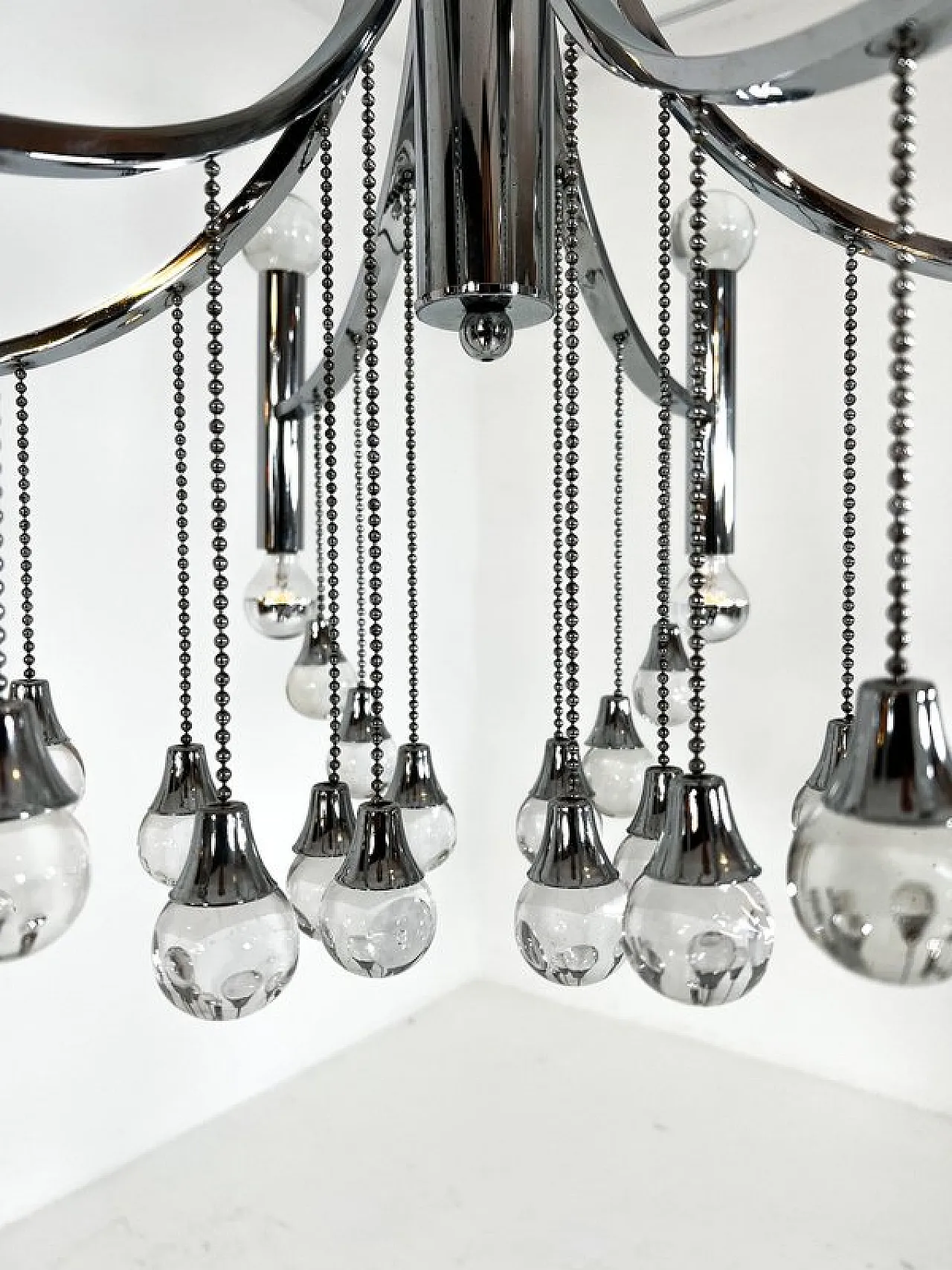 Celestial cascade chrome Chandelier in style of Sciolari, 1970s 5