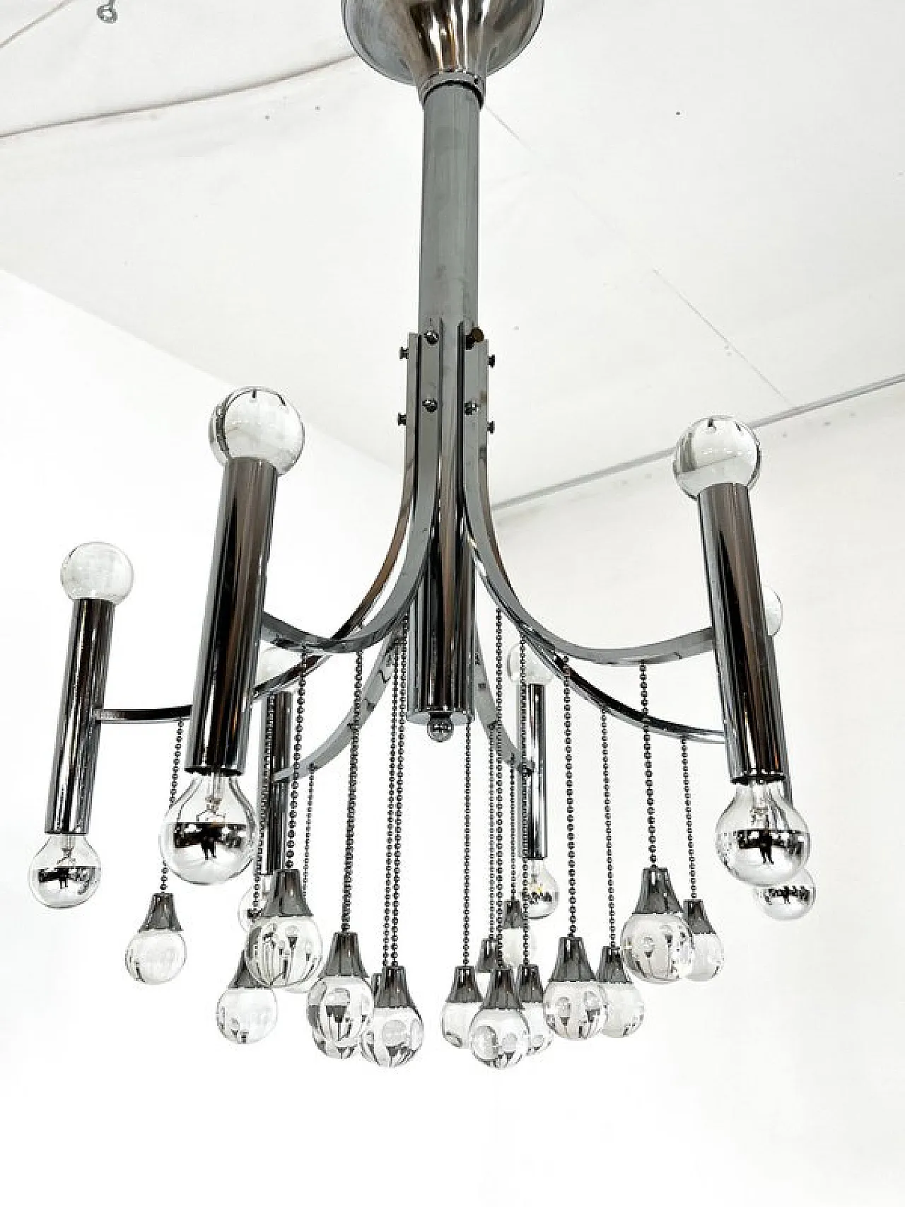 Celestial cascade chrome Chandelier in style of Sciolari, 1970s 6