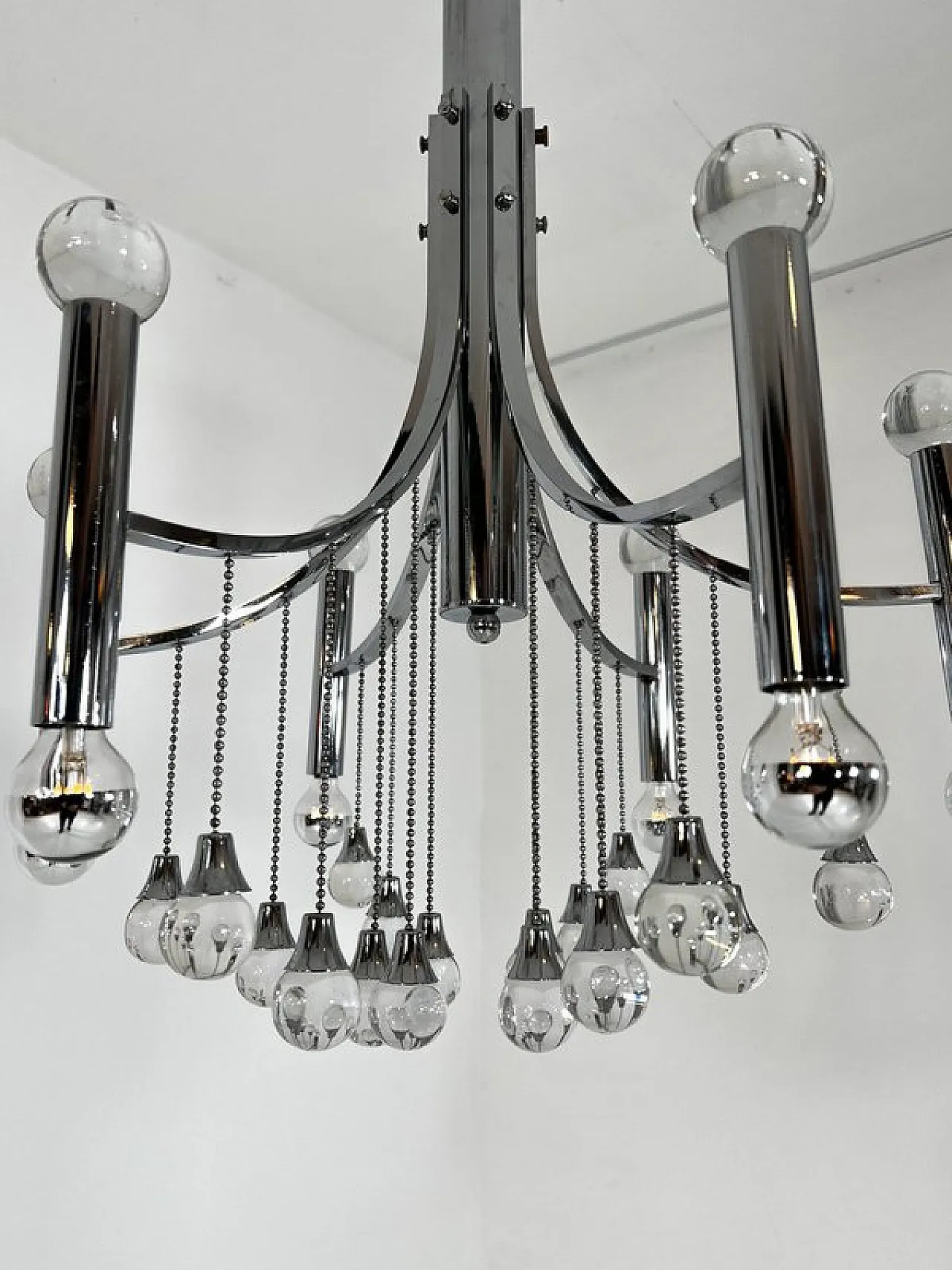 Celestial cascade chrome Chandelier in style of Sciolari, 1970s 7