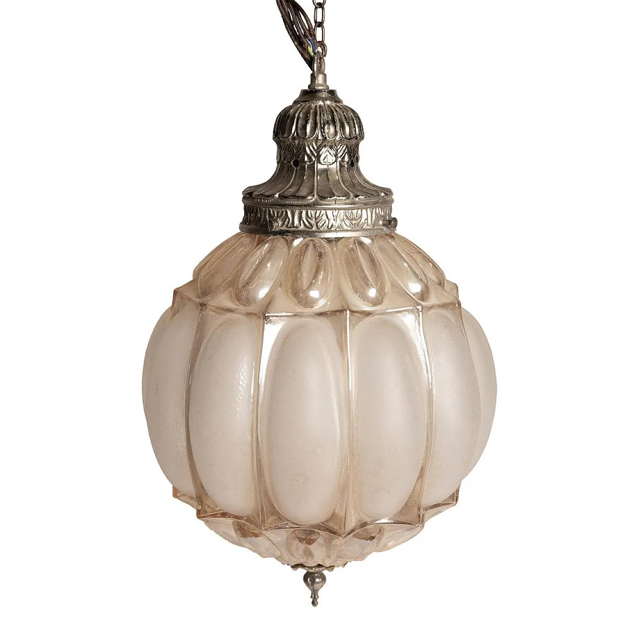 Lampada a sospensione Bubble in vetro rosa Glashütte Limburg, anni '60 1