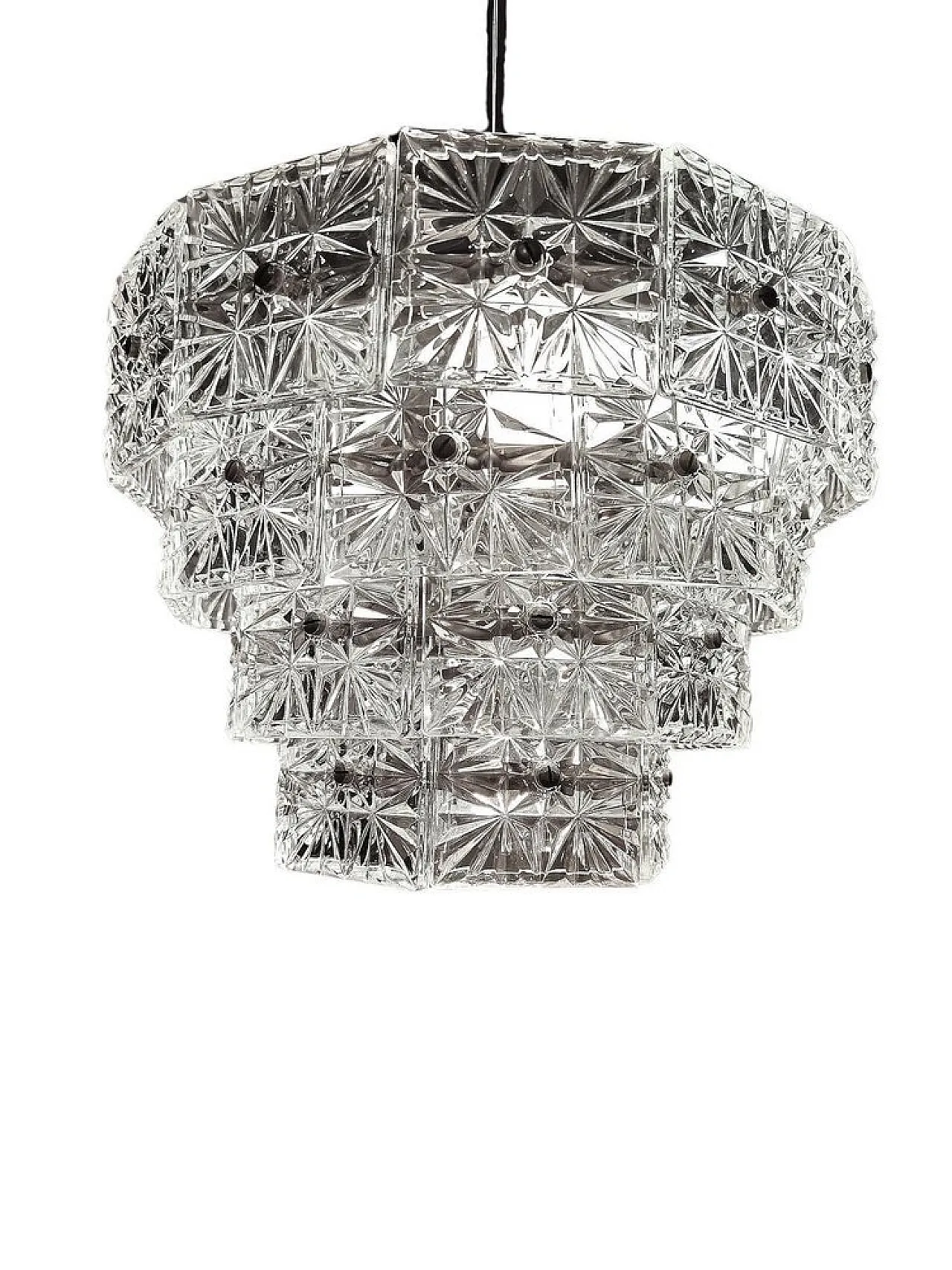 Lampadario in cristallo sfaccettato di Kinkeldey, anni '70 2