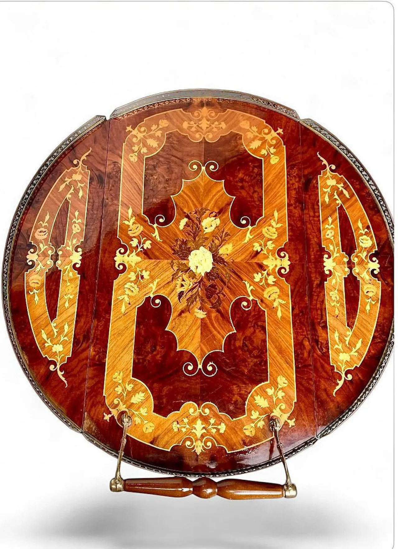 Carrello bar Hollywood Regency in legno e ottone, anni '60 3