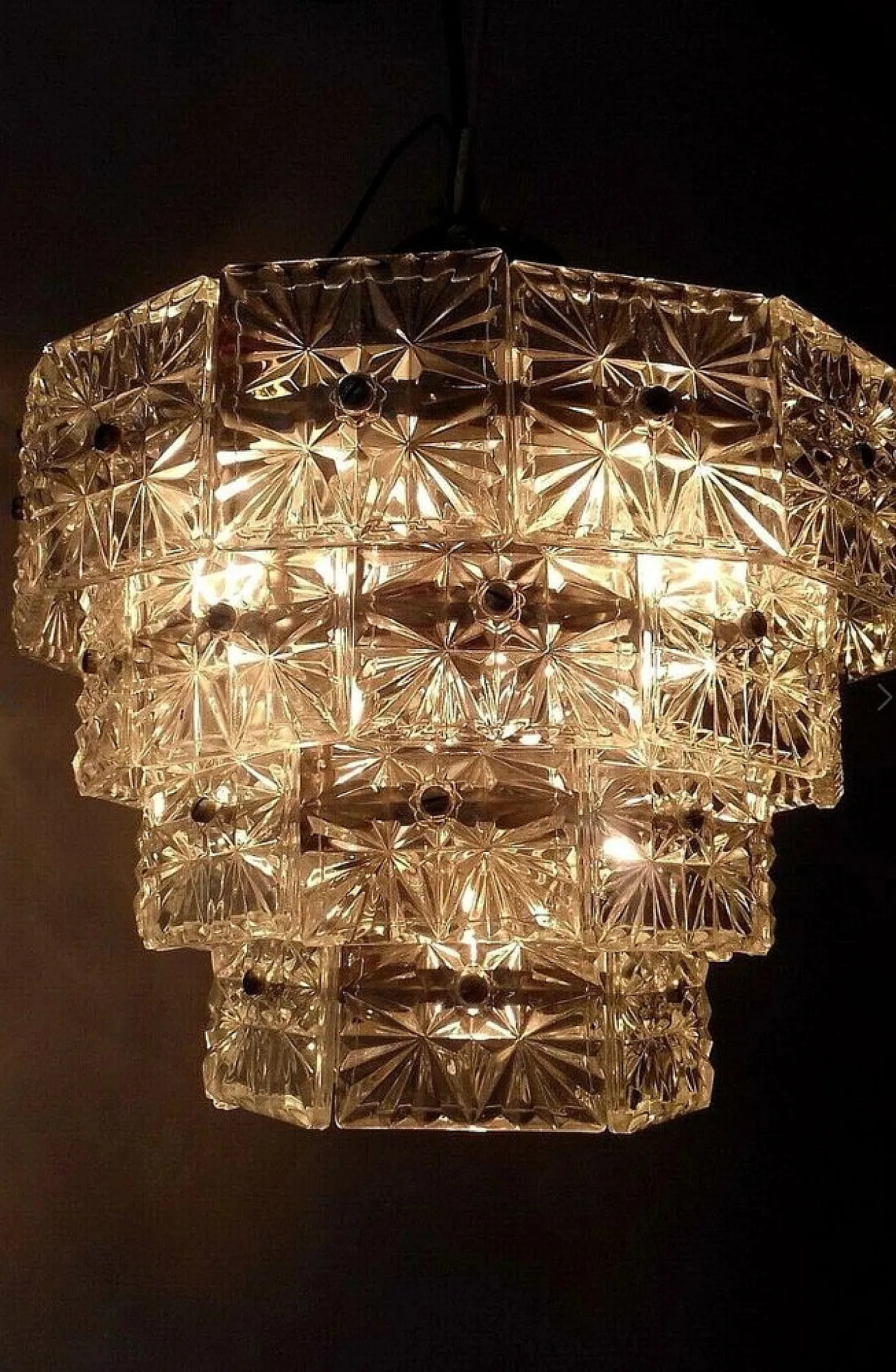 Lampadario in cristallo sfaccettato di Kinkeldey, anni '70 3