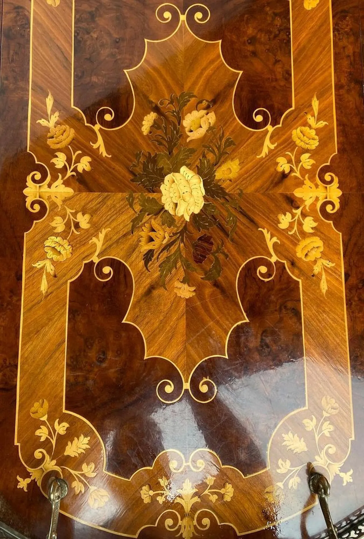 Carrello bar Hollywood Regency in legno e ottone, anni '60 4