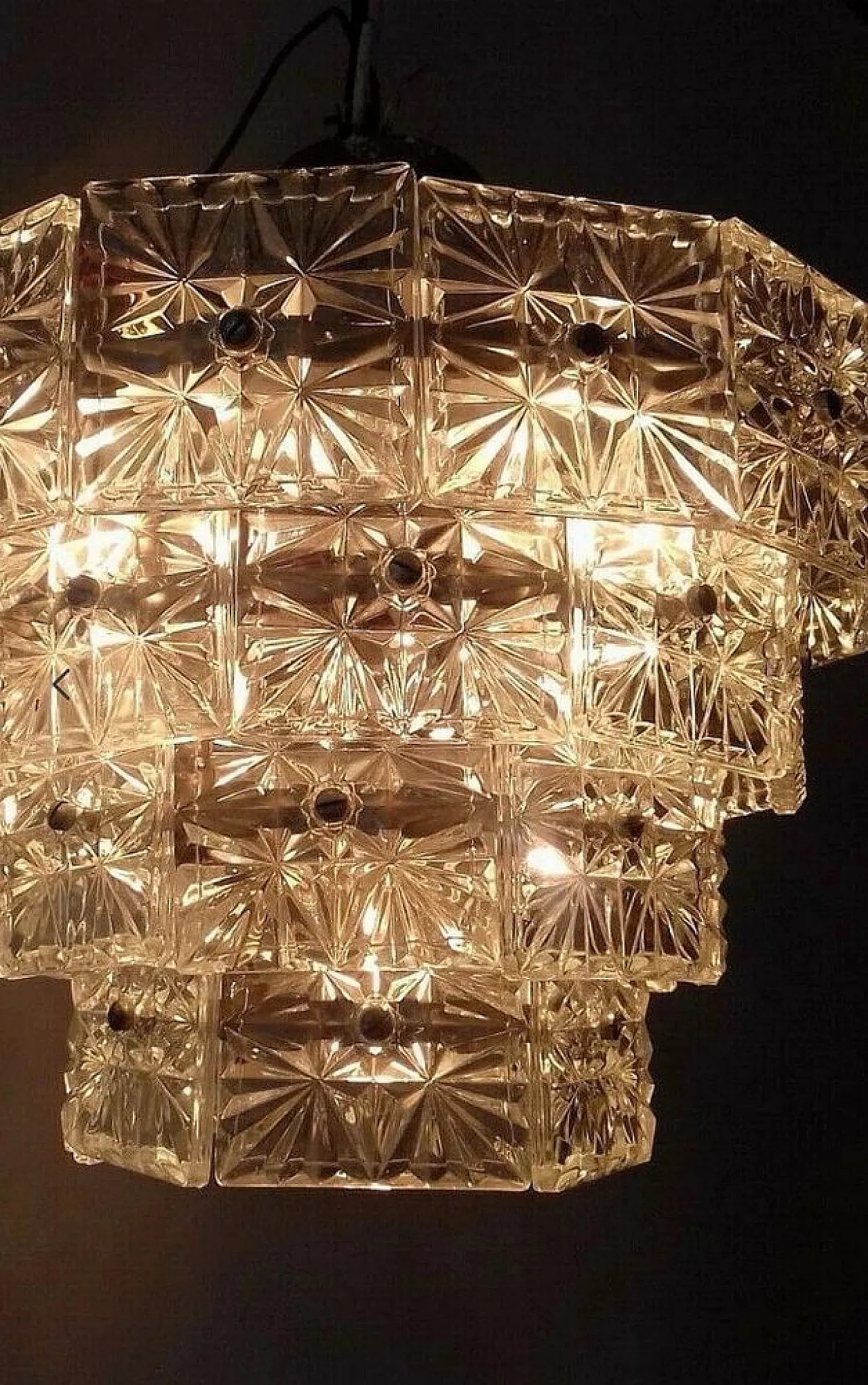 Lampadario in cristallo sfaccettato di Kinkeldey, anni '70 5