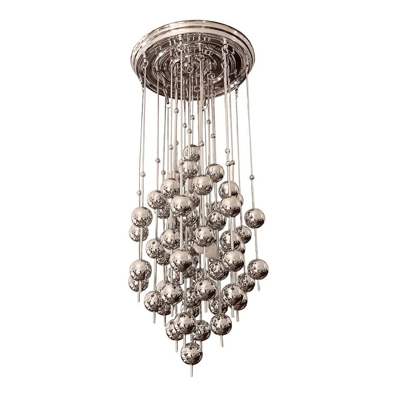 Lampadario Swiss Ball Cascade in metallo stile Verner Panton, anni '70 1