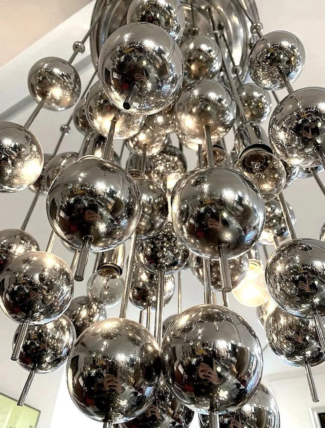 Lampadario Swiss Ball Cascade in metallo stile Verner Panton, anni '70 5