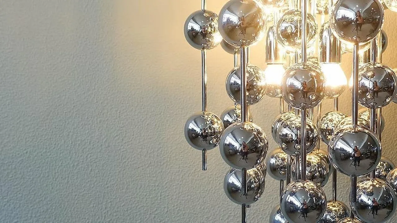 Lampadario Swiss Ball Cascade in metallo stile Verner Panton, anni '70 7