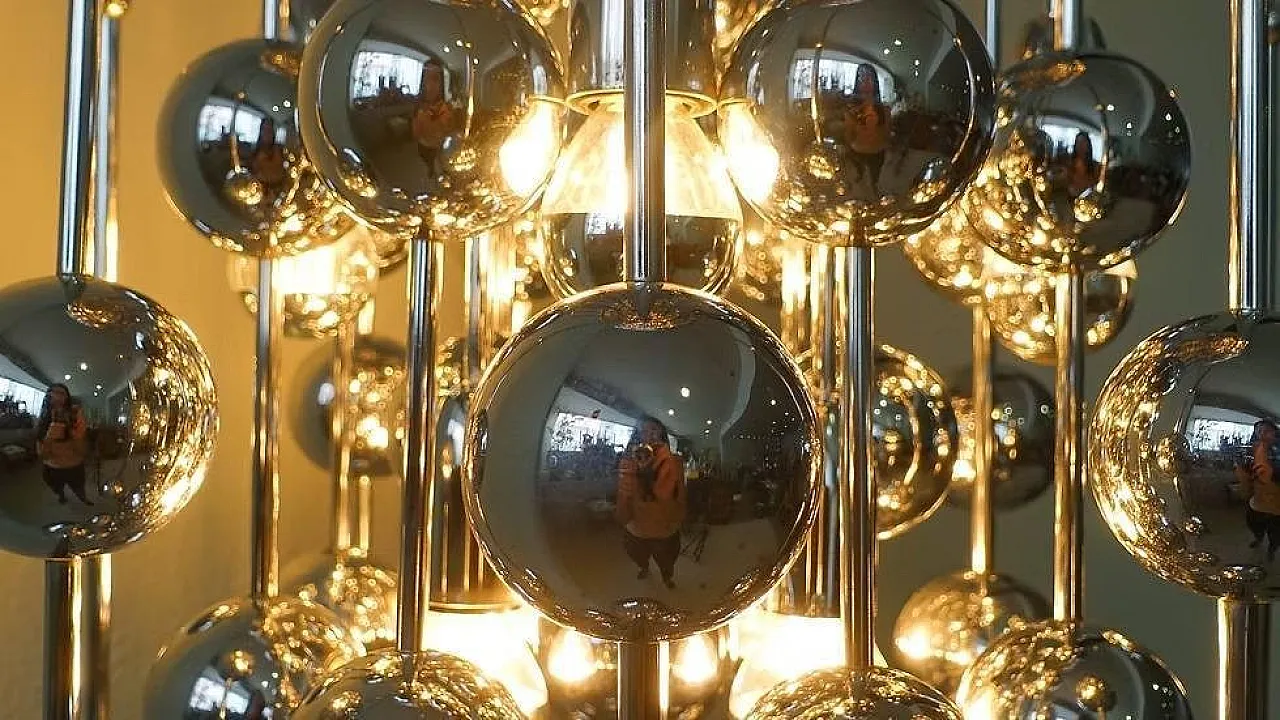 Lampadario Swiss Ball Cascade in metallo stile Verner Panton, anni '70 8