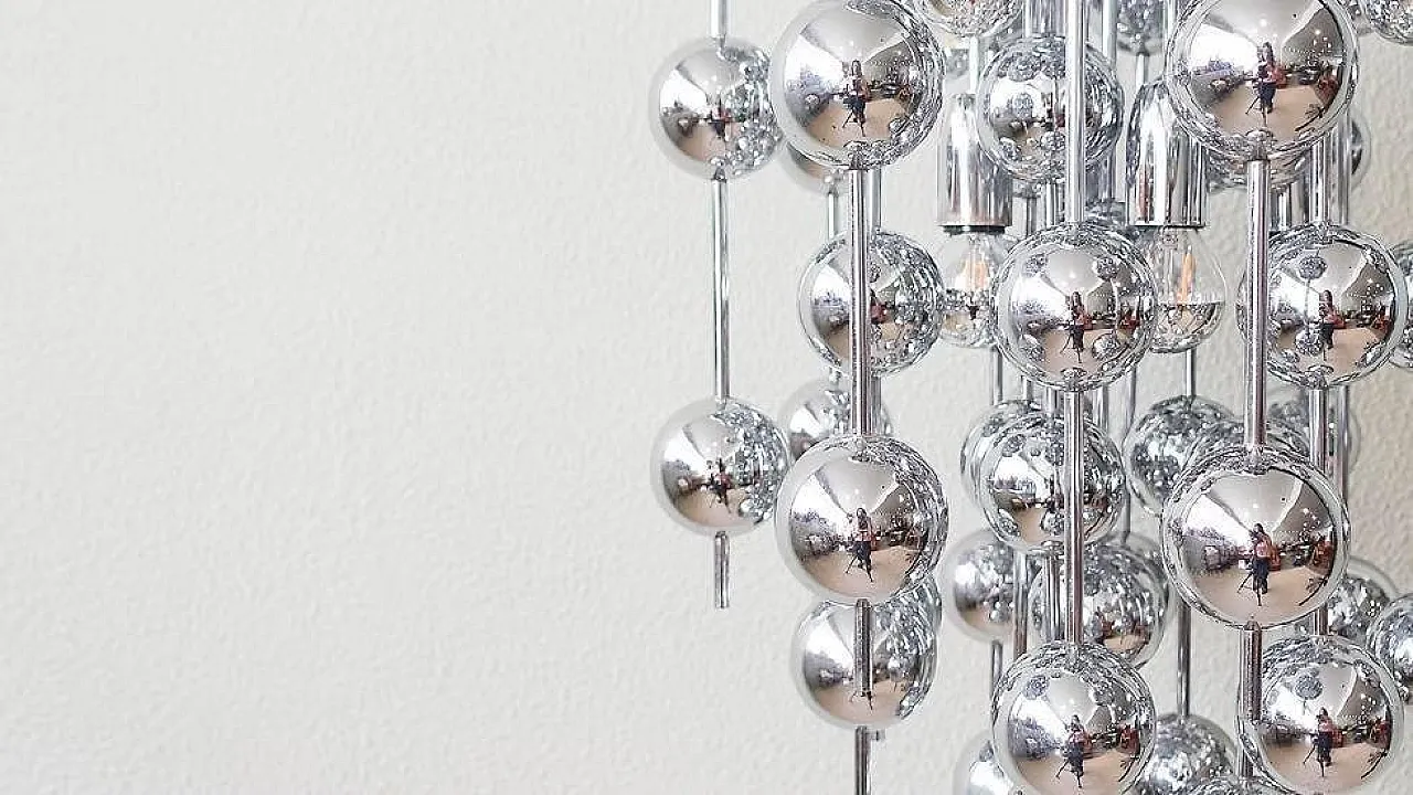 Lampadario Swiss Ball Cascade in metallo stile Verner Panton, anni '70 10