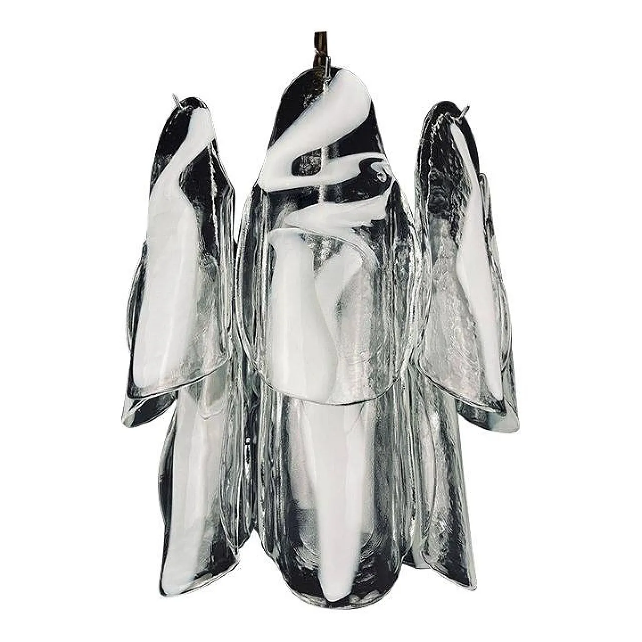 Lampadario in vetro di Murano bianco di Mazzega, anni '60 1