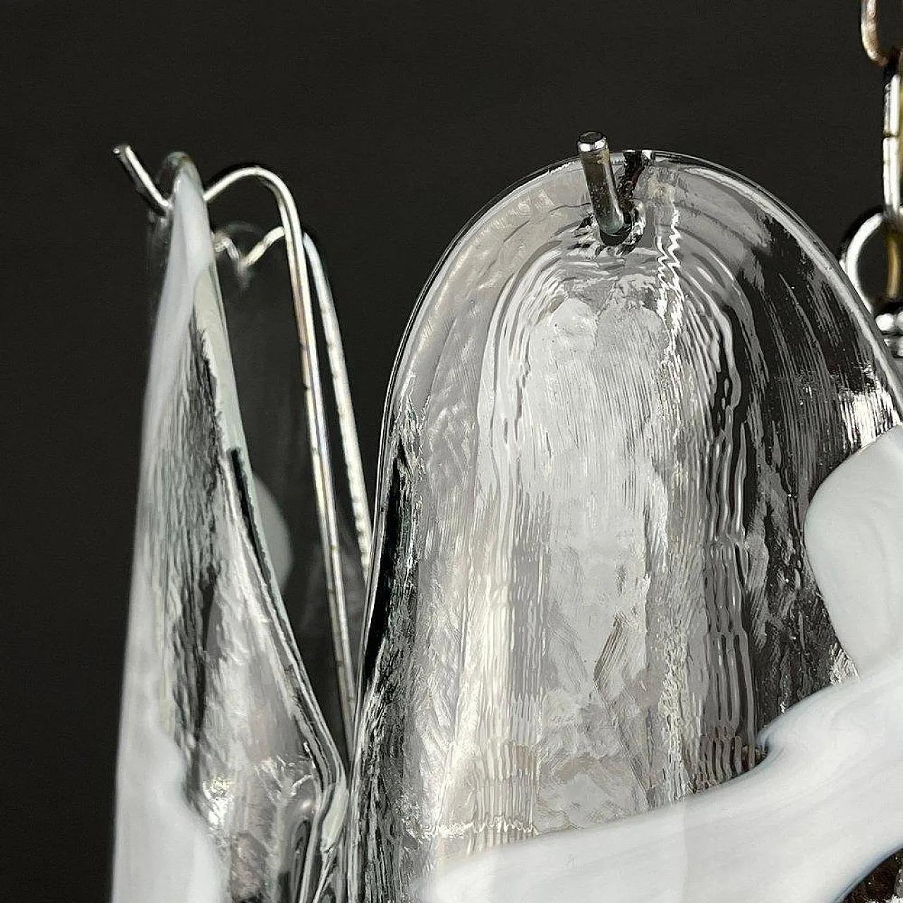 Lampadario in vetro di Murano bianco di Mazzega, anni '60 5