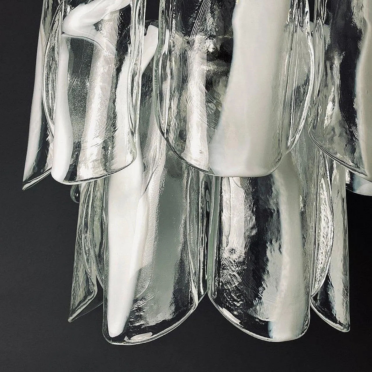 Lampadario in vetro di Murano bianco di Mazzega, anni '60 6