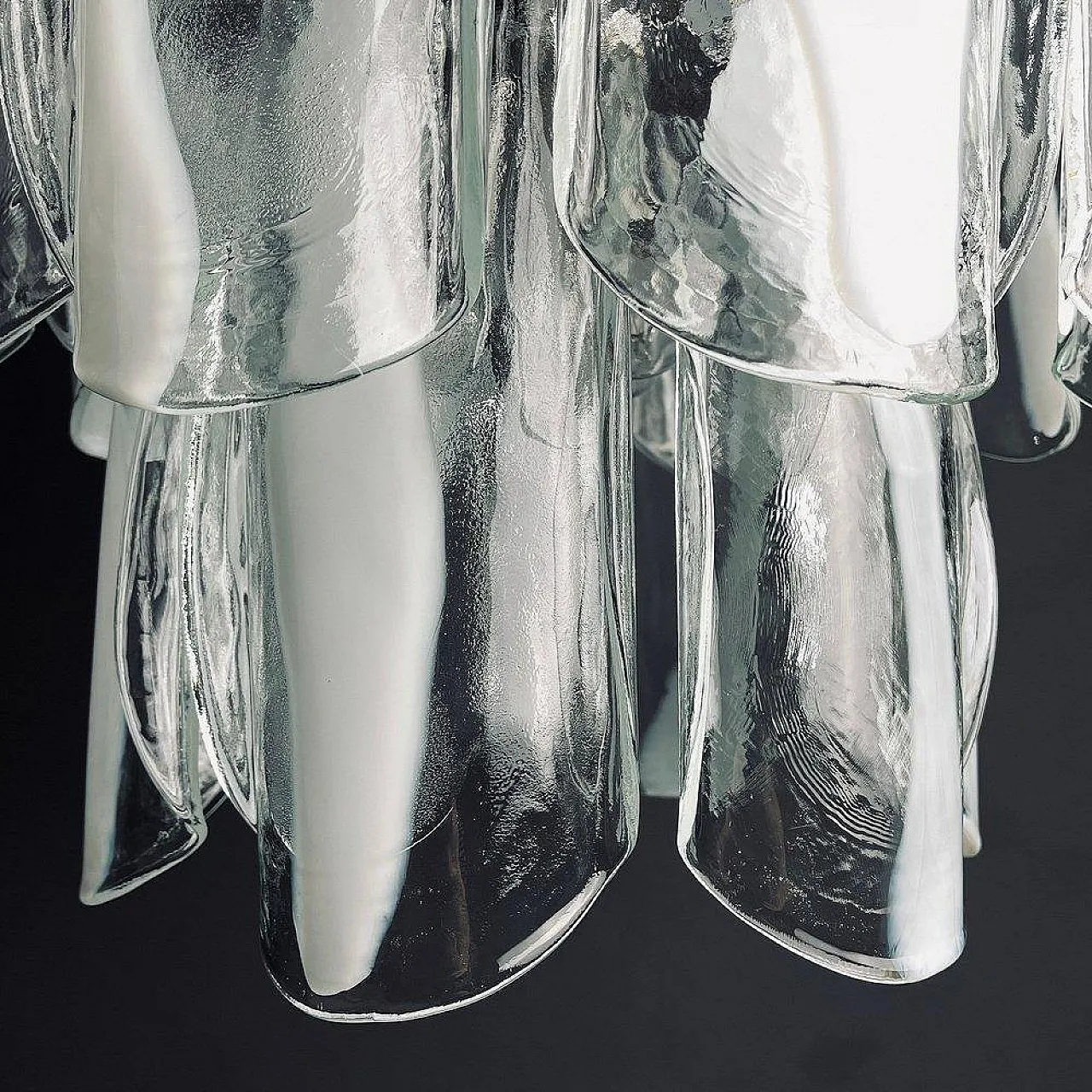 Lampadario in vetro di Murano bianco di Mazzega, anni '60 11