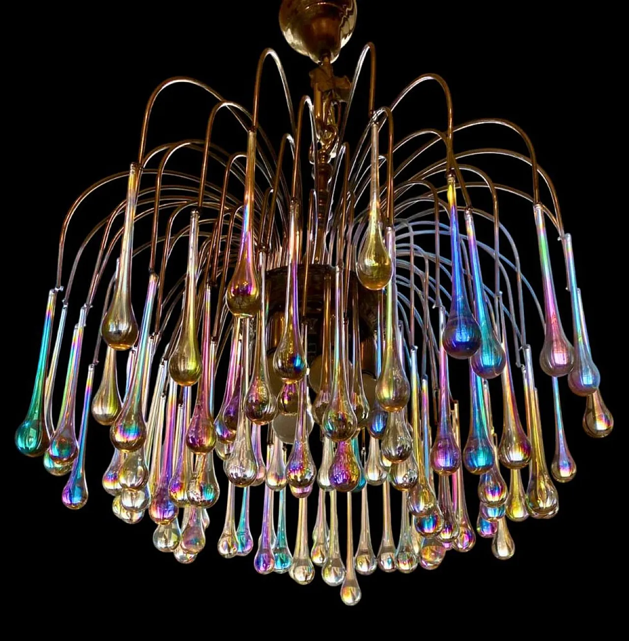 Coppia di lampadari Lady Victoria in vetro di Murano, anni '70 2