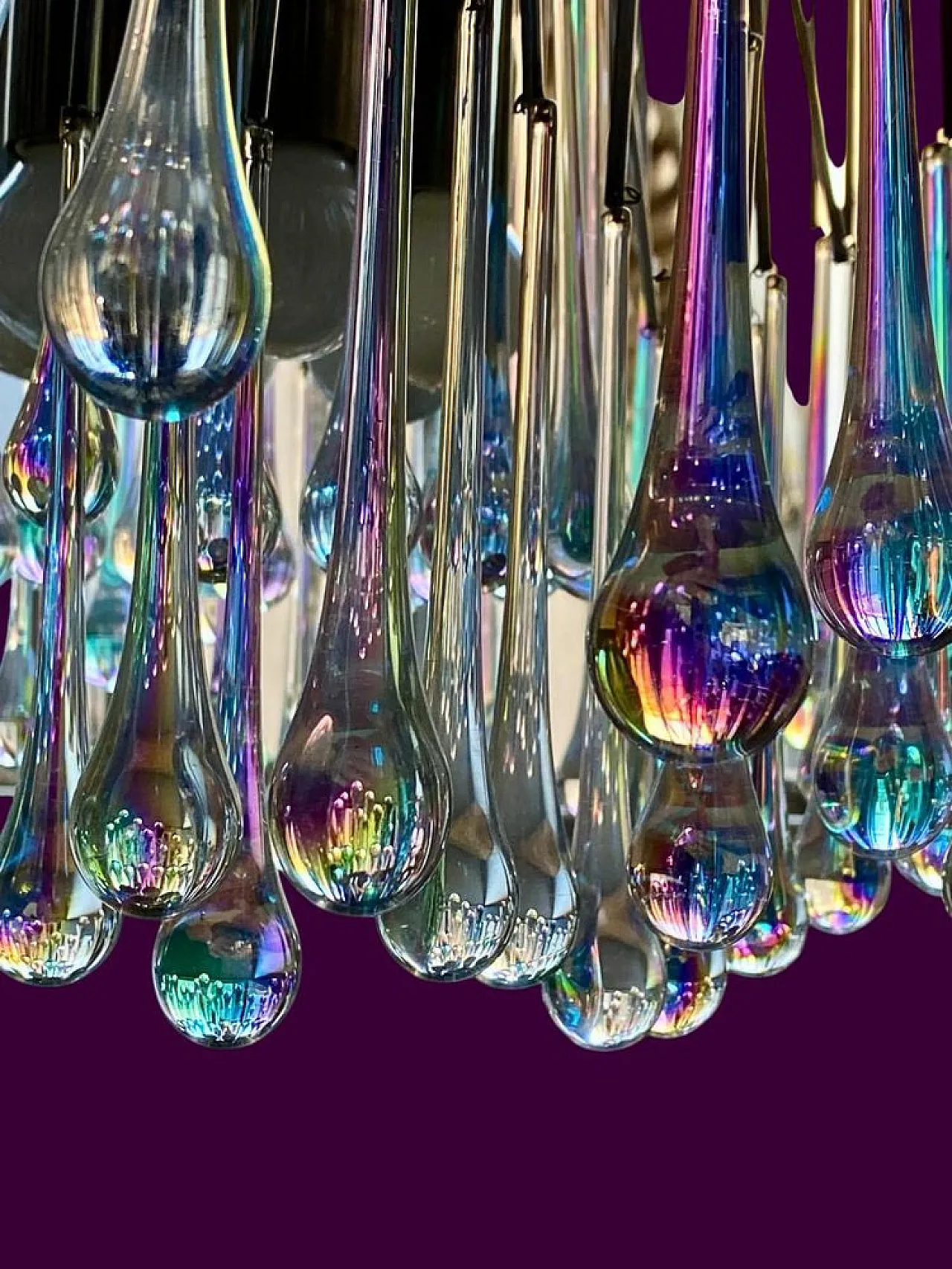 Coppia di lampadari Lady Victoria in vetro di Murano, anni '70 4