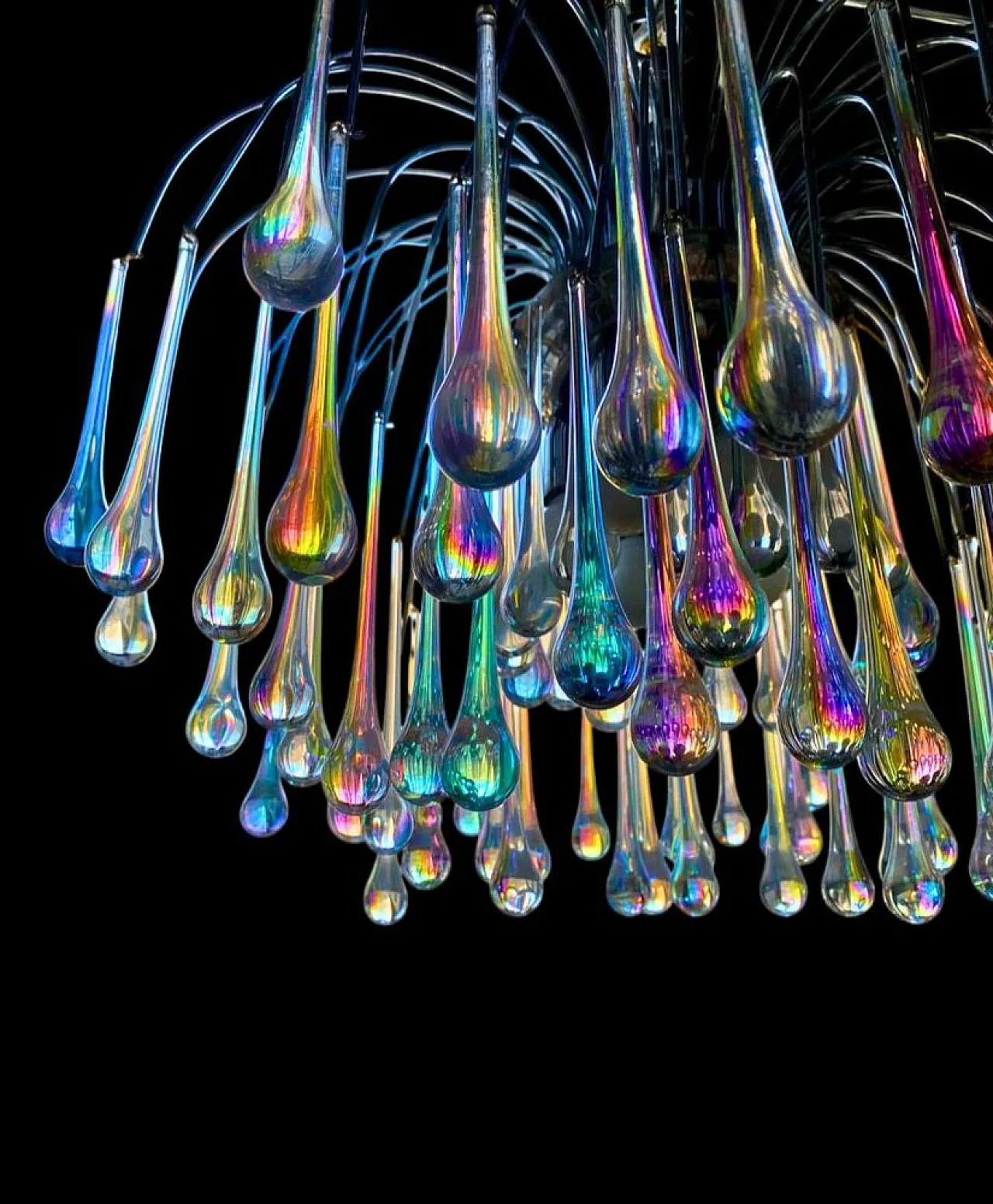 Coppia di lampadari Lady Victoria in vetro di Murano, anni '70 5