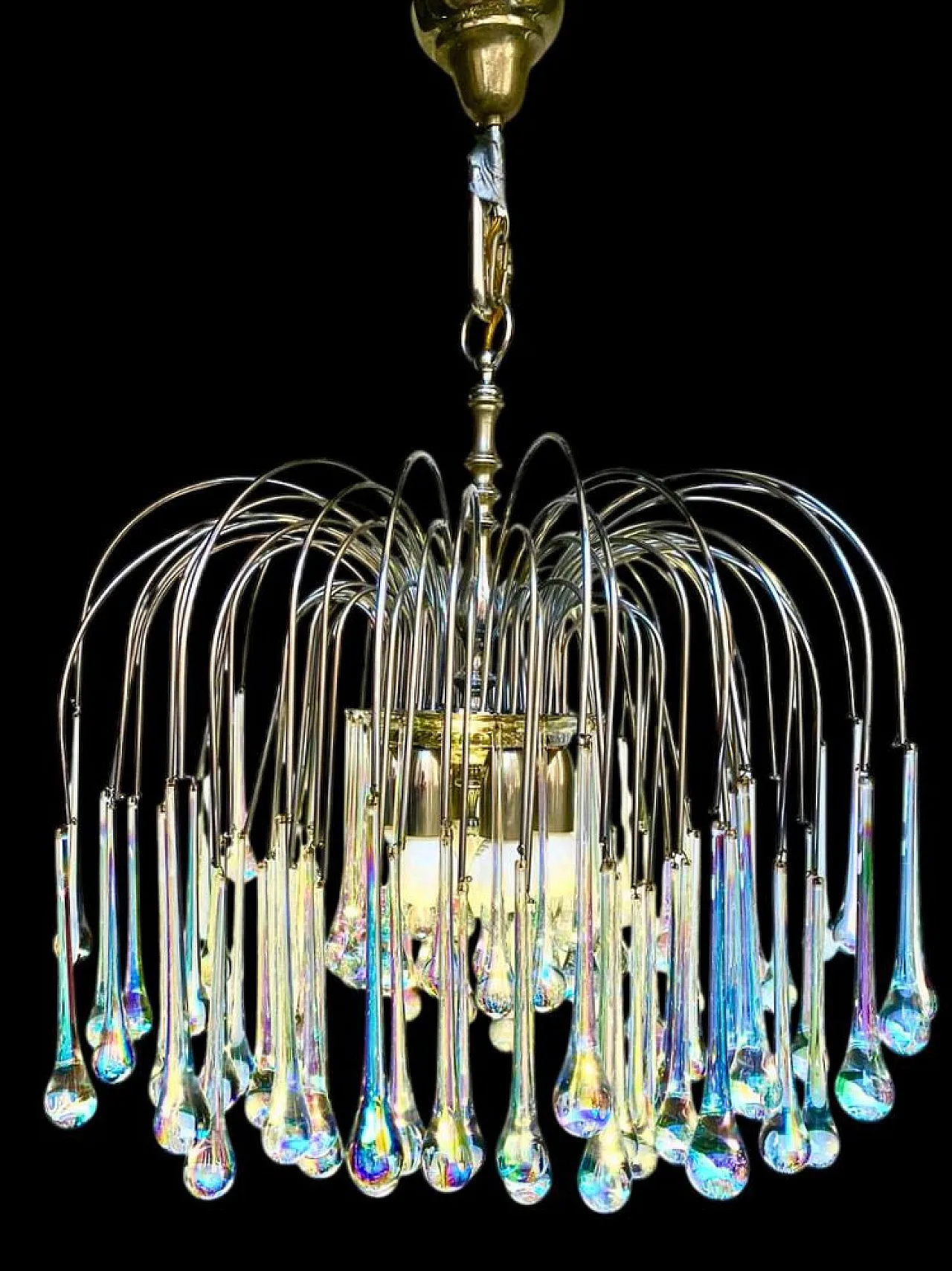 Coppia di lampadari Lady Victoria in vetro di Murano, anni '70 7