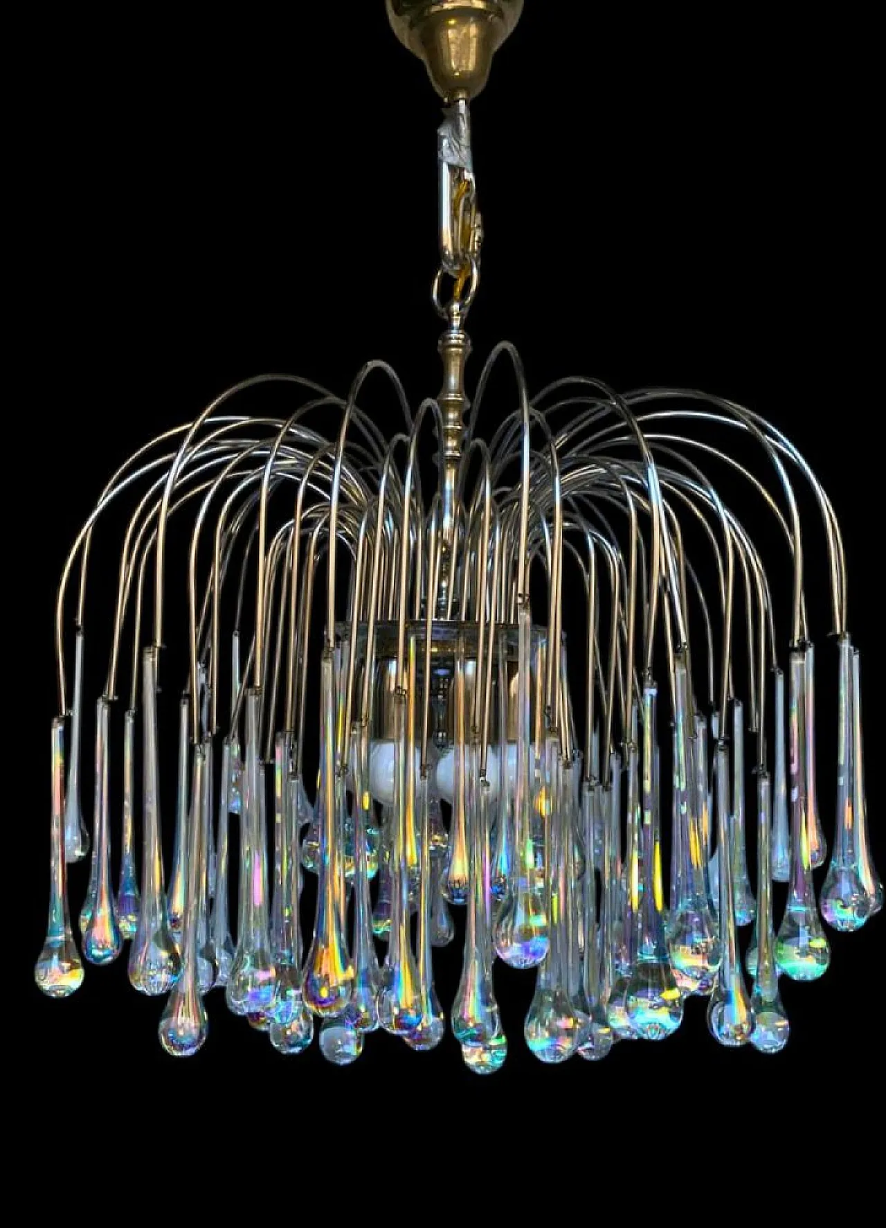 Coppia di lampadari Lady Victoria in vetro di Murano, anni '70 8