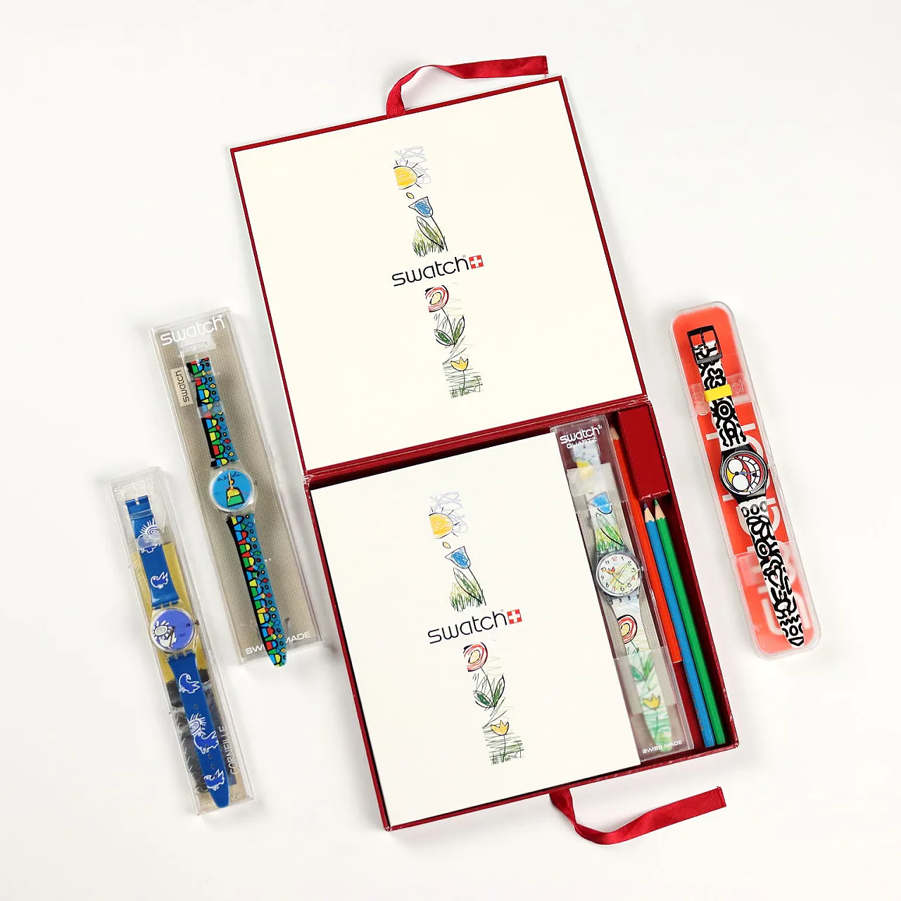 3 Swatch watches colours theme, French edition, 1990s 1
