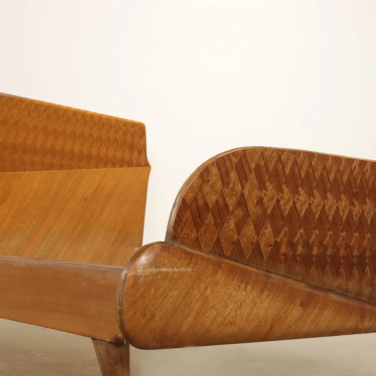 Exotic wood veneer double bed frame, 1960s 4