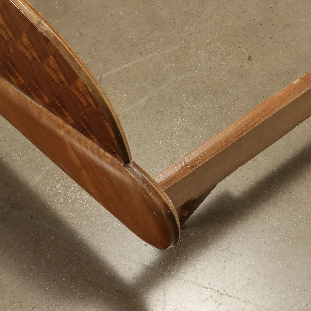 Exotic wood veneer double bed frame, 1960s 10