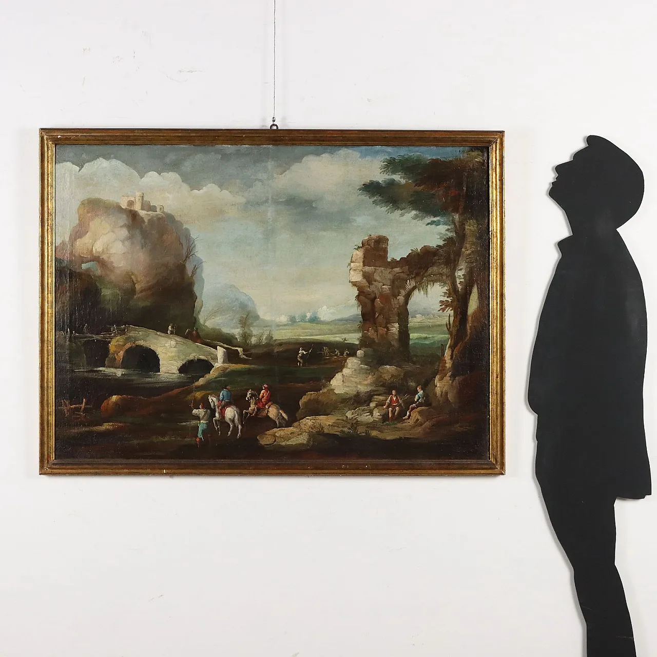 Paesaggio con Cavalieri e Rovine, olio su tela, '700 2