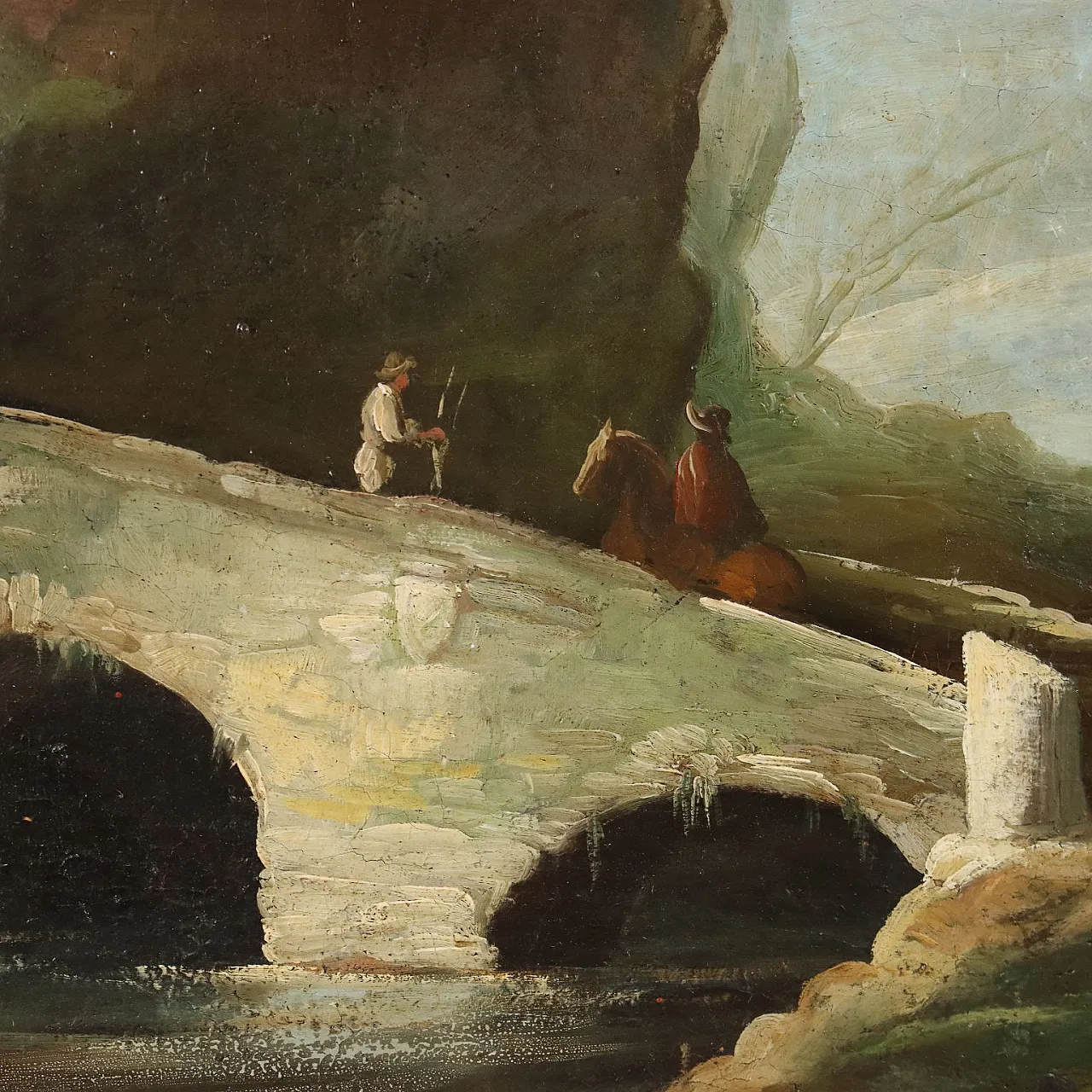 Paesaggio con Cavalieri e Rovine, olio su tela, '700 7