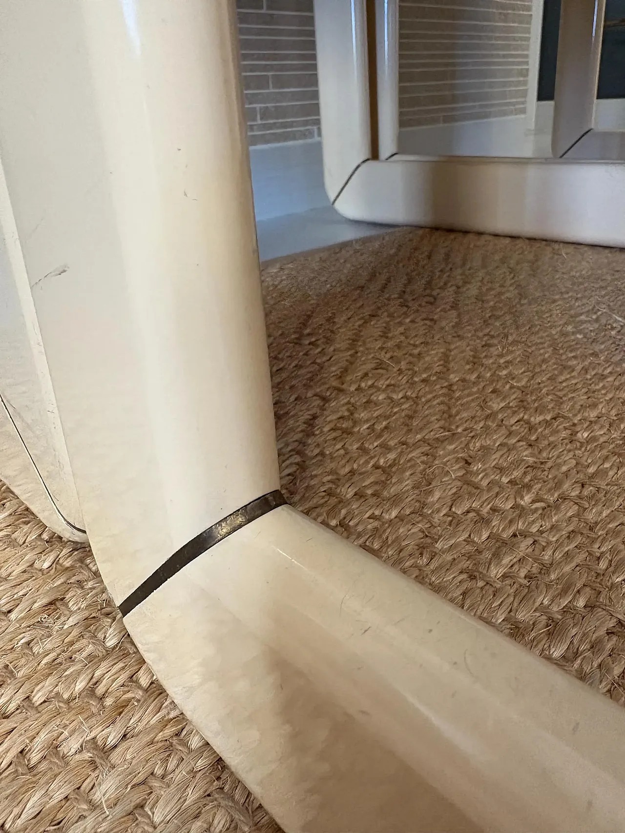 4 sedie space age ottone legno e velluto, anni '70 8