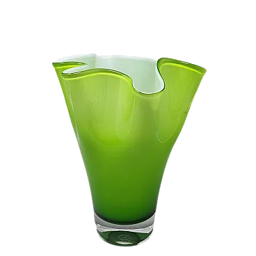 Green Vase Fazzoletto by Ca 'dei Vetrai in Murano, 1960s