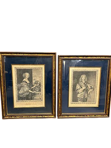 Coppia di incisioni Van Dyck. Pierre Lombart, Dorothea, '600