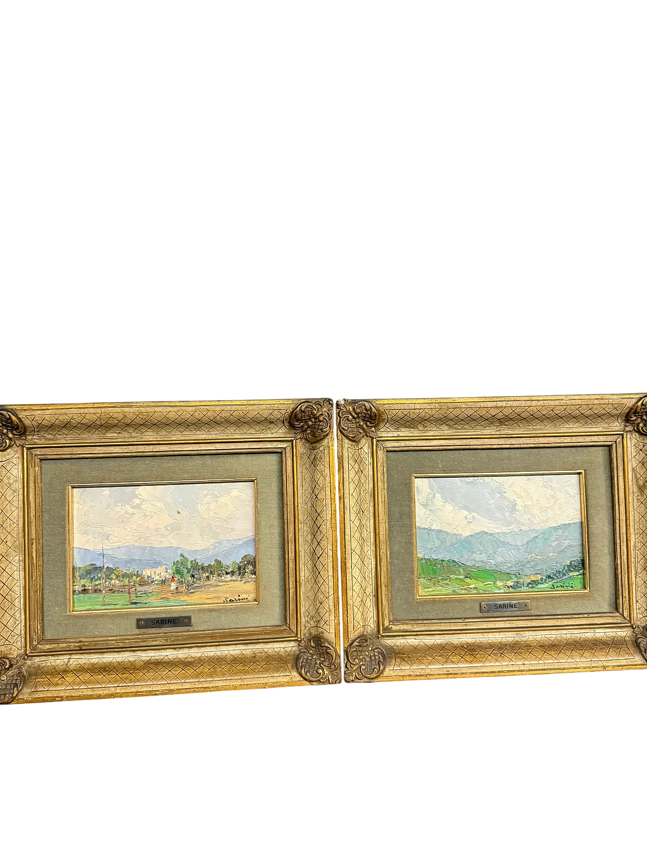Coppia di dipinti paesaggio francesi firmati Sarinè, '900 20
