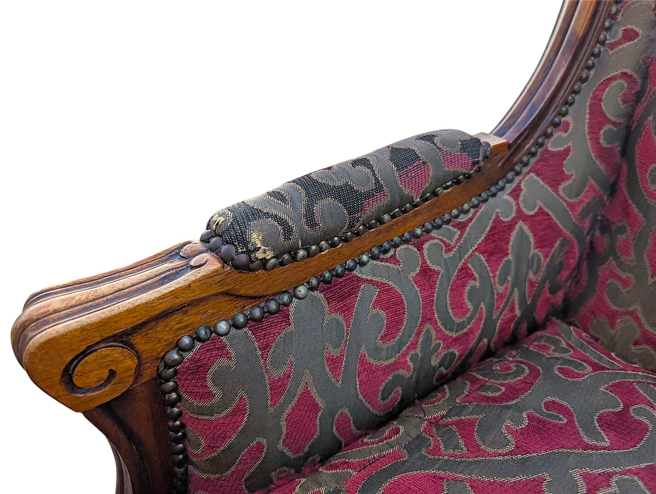 Louis XV Style Damascata Bergère Polsey, anni '70 13