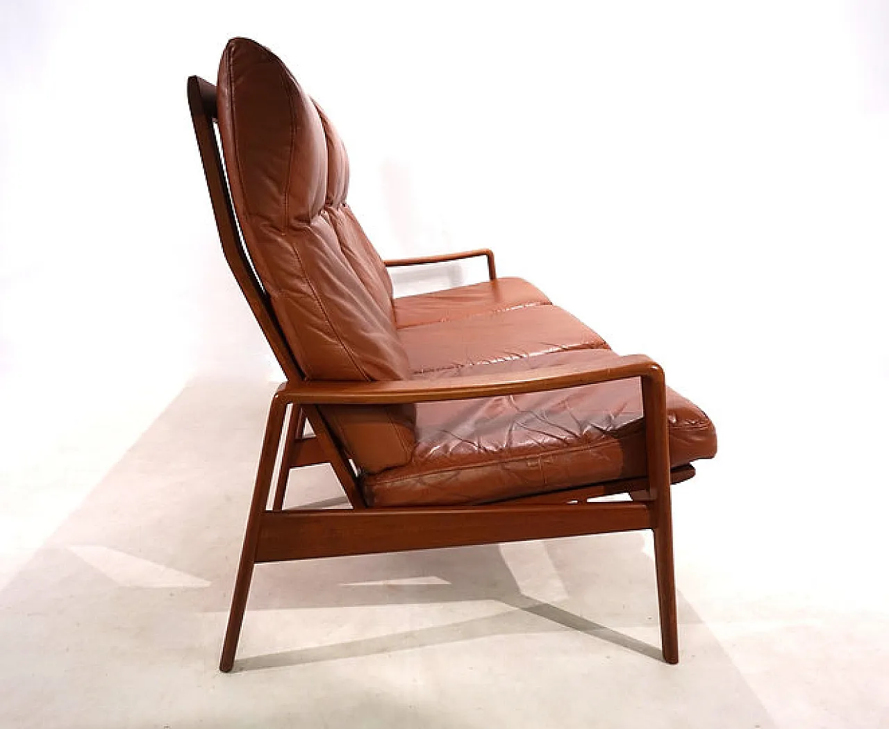 Divano in pelle a 3 posti Komfort di Arne Wahl Iversen, anni '60 3