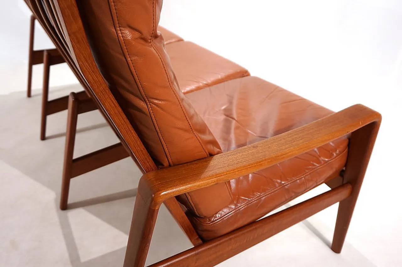 Divano in pelle a 3 posti Komfort di Arne Wahl Iversen, anni '60 4