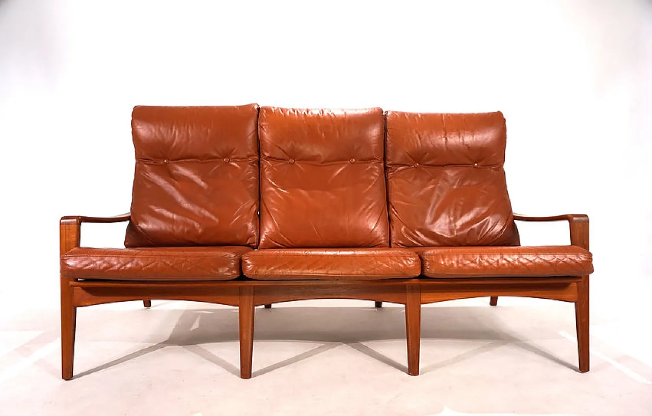 Divano in pelle a 3 posti Komfort di Arne Wahl Iversen, anni '60 9