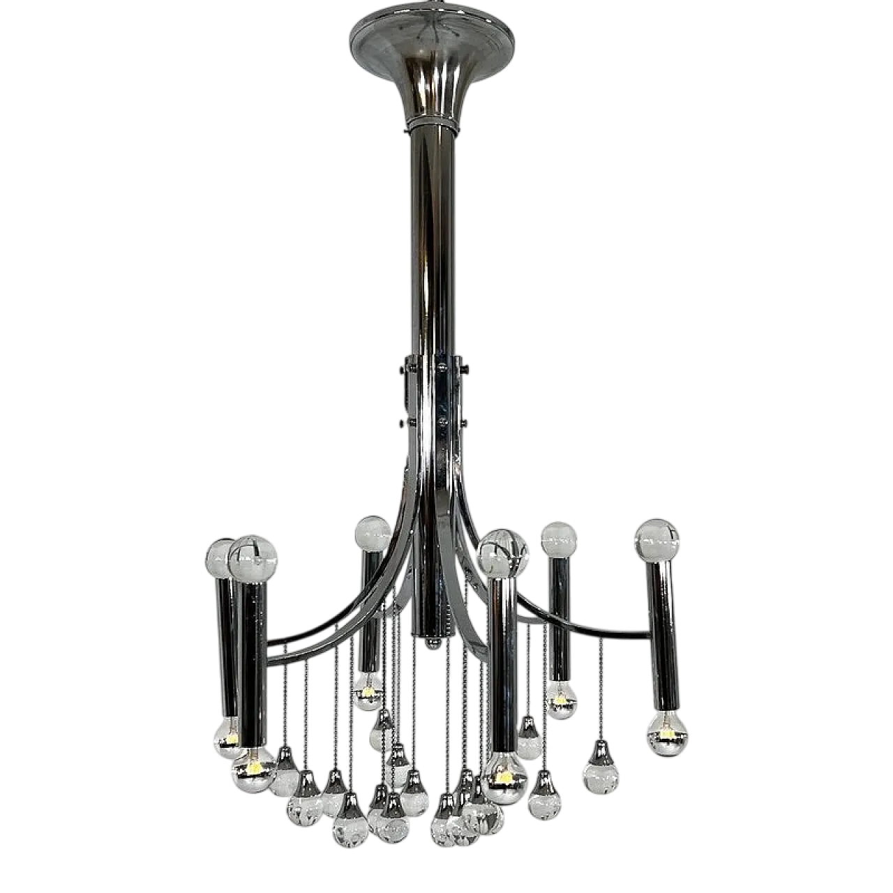 Celestial cascade chrome Chandelier in style of Sciolari, 1970s 10