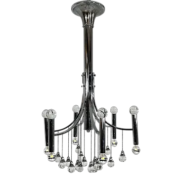 Lampada Celestial Cascade in metallo cromato stile Sciolari, anni '70