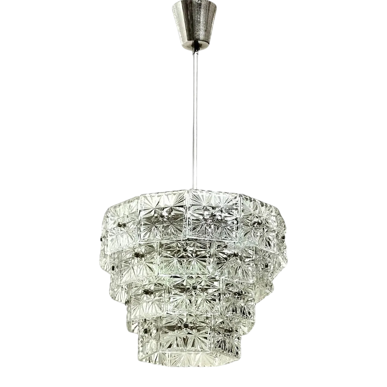 Lampadario in cristallo sfaccettato di Kinkeldey, anni '70 8