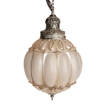 Lampada a sospensione Bubble in vetro rosa Glashütte Limburg, anni '60