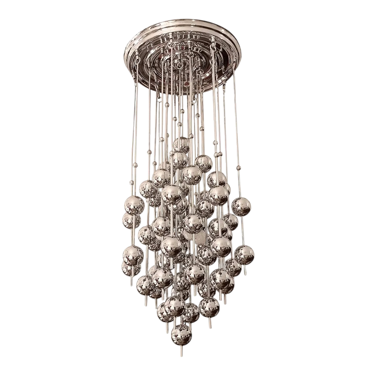 Lampadario Swiss Ball Cascade in metallo stile Verner Panton, anni '70 11