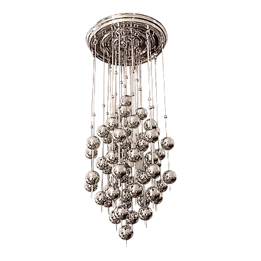 Lampadario Swiss Ball Cascade in metallo stile Verner Panton, anni '70