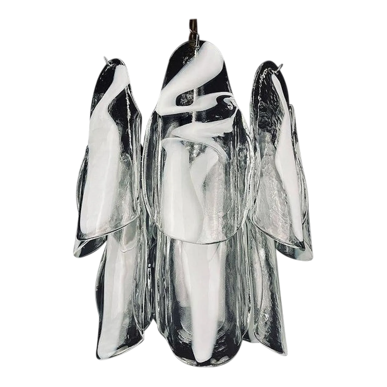 Lampadario in vetro di Murano bianco di Mazzega, anni '60 13