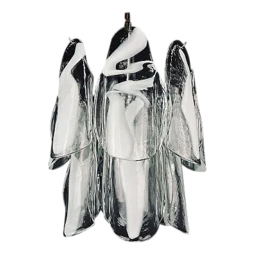 Lampadario in vetro di Murano bianco di Mazzega, anni '60