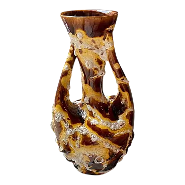 Vaso brutalista Mid-Century in ceramica di Vallauris, anni '60