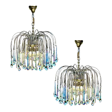 Coppia di lampadari Lady Victoria in vetro di Murano, anni '70