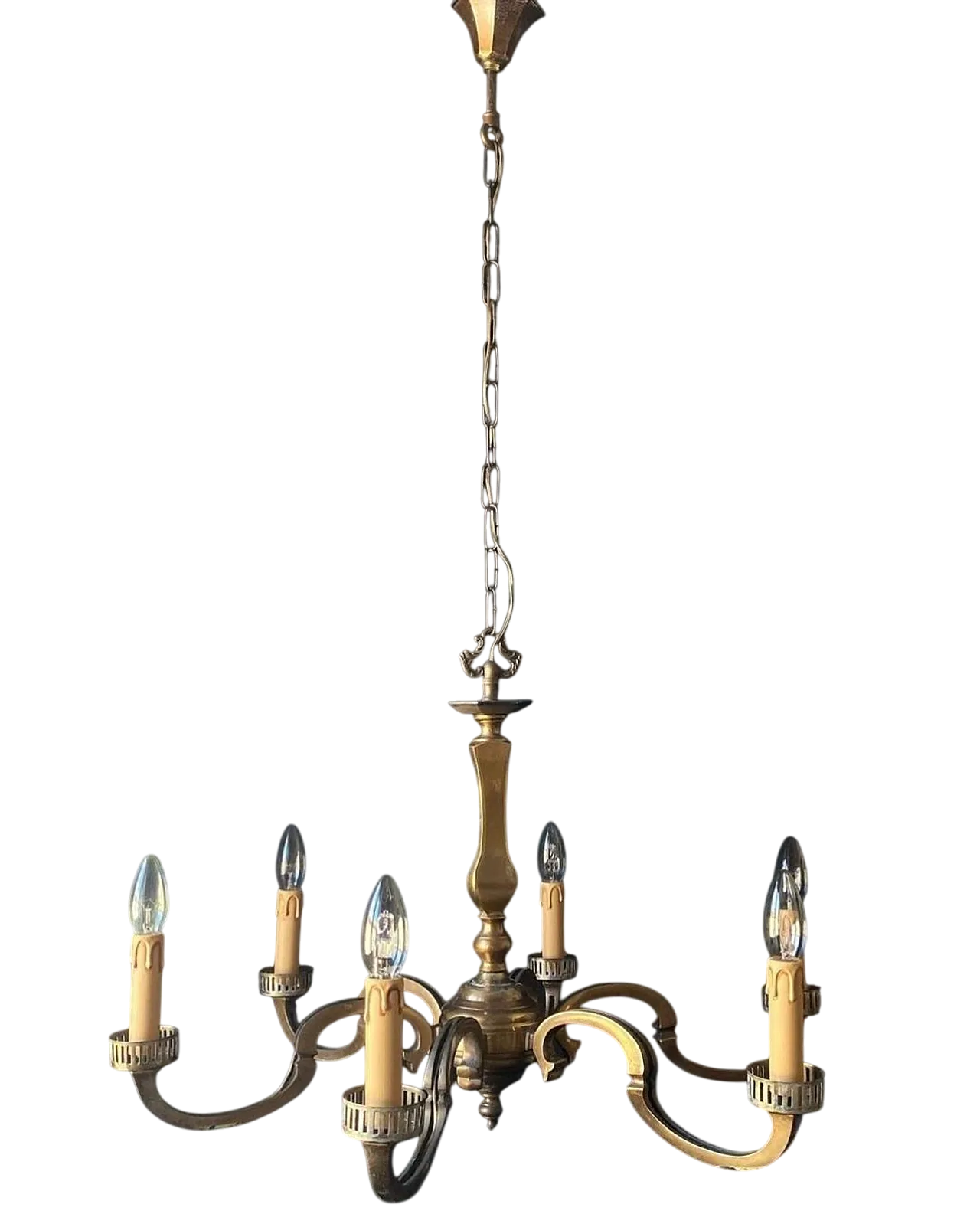 Classic chandelier in bronze and brass, mid-20th century 6