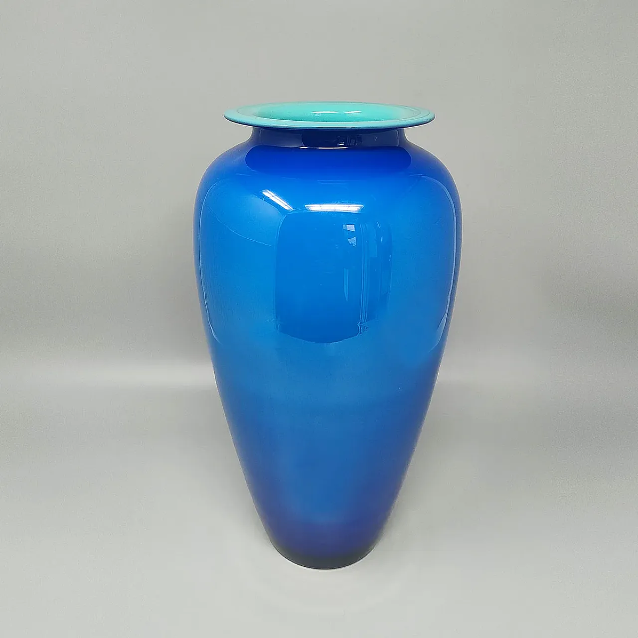 Handrafted blue vase in Murano glass by Ca Dei Vetrai, 1960s 2