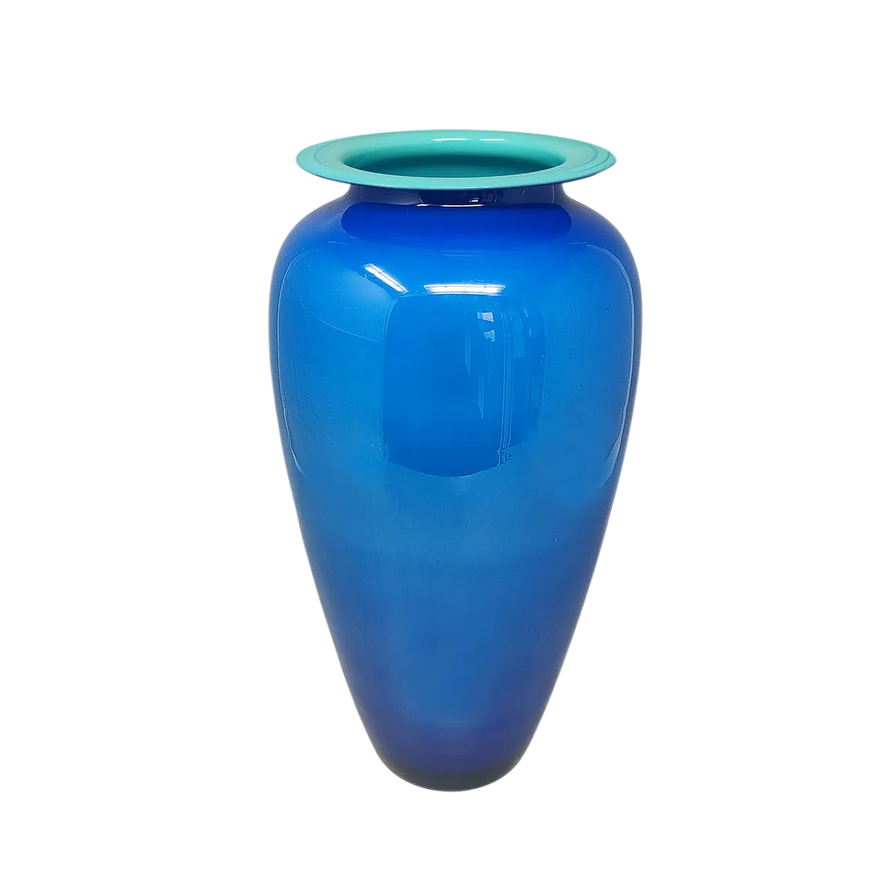 Handrafted blue vase in Murano glass by Ca Dei Vetrai, 1960s 8