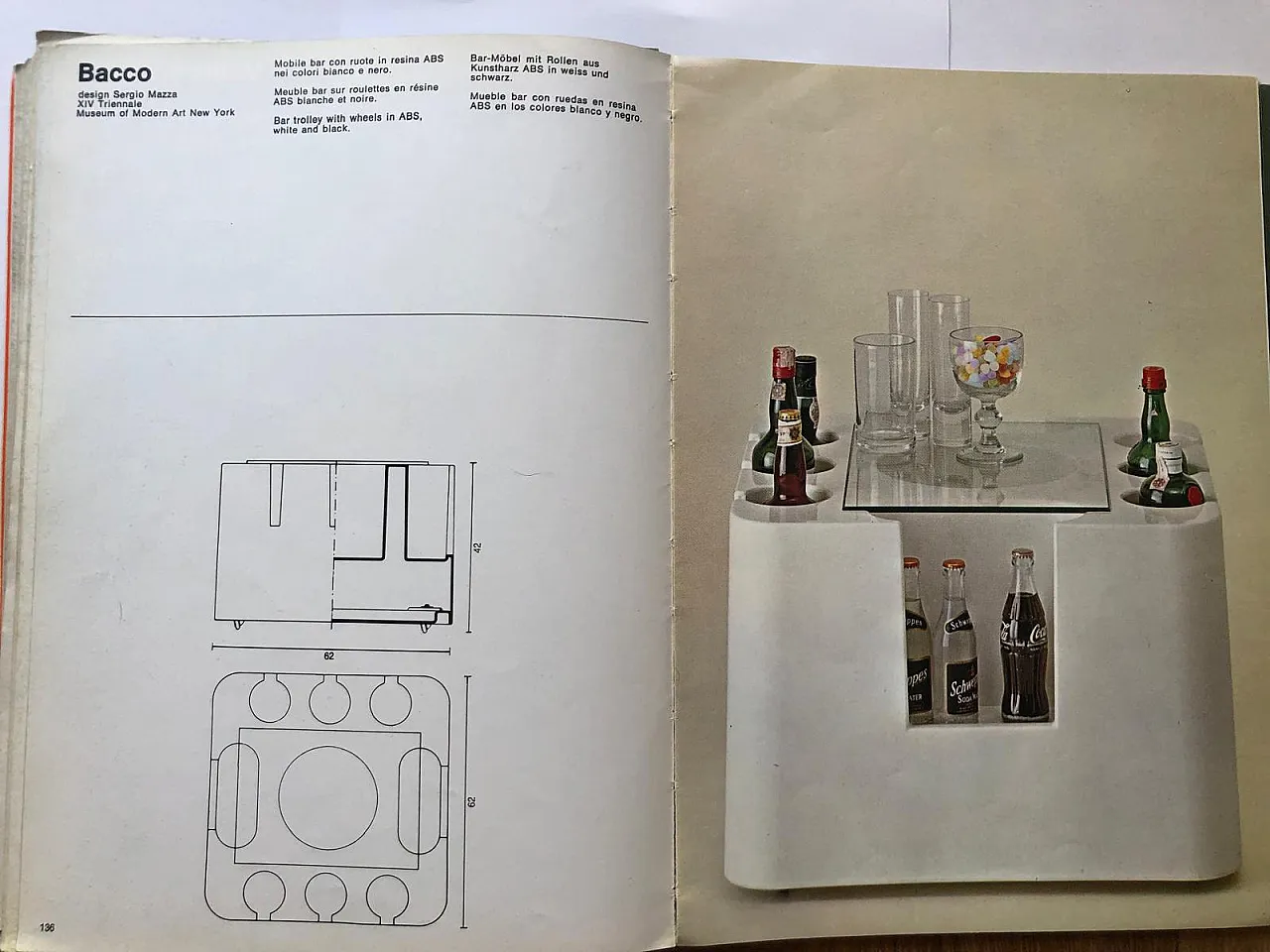 Tavolino bar Bacco con rotelle di Artemide, anni '70 2